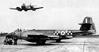 Meteor F.Mk.8s of No.63 Squadron, circa 1953. Note squadron marks on fuselage and wing tips