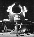 Night gun firing tests. Note landing lamps under air intake.